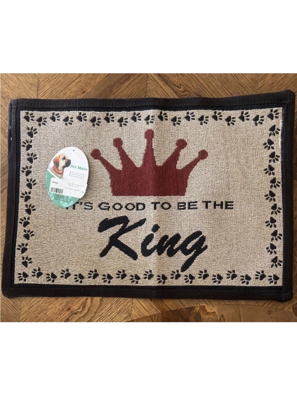 PB Paws & Co Pet Mat -It's Good to be the King - Indoor/Outdoor - 13 x 19 - NWT